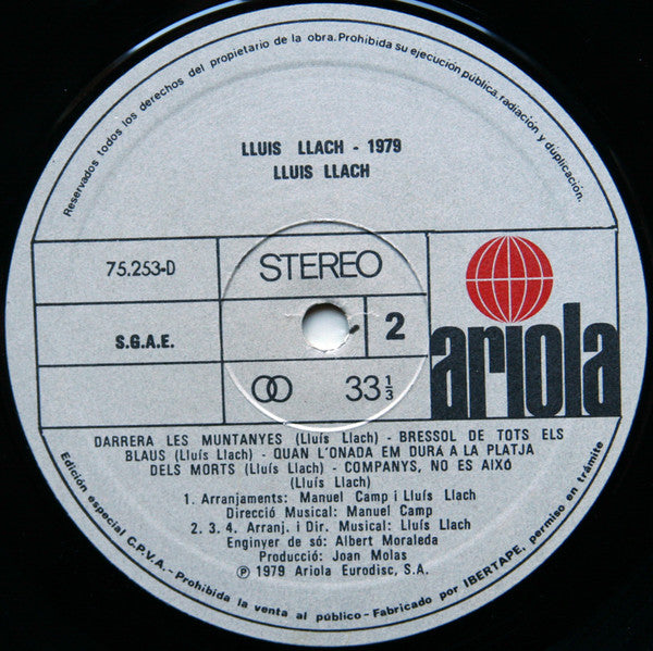Lluis Llach : 1979 (LP, Comp, Promo)