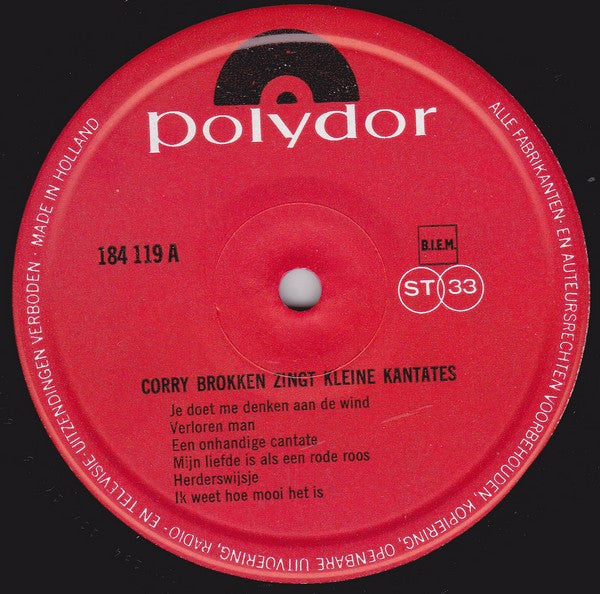 Corry Brokken : Corry Brokken Zingt Kleine Kantates (LP, Album)