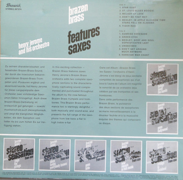 Henry Jerome And His Orchestra : Brazen Brass Features ... Saxes (LP, Album, Mono)