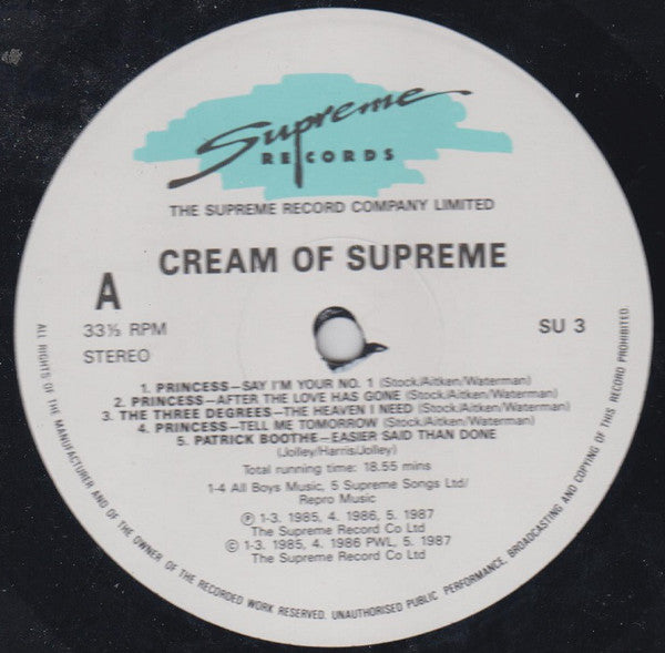Various : The Cream Of Supreme (LP, Comp, Mixed)