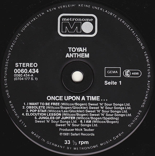 Toyah (3) : Anthem (LP, Album)