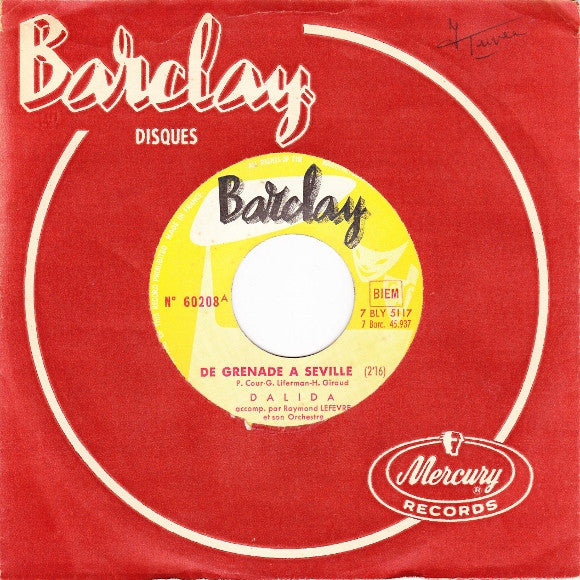 Dalida : De Grenade A Seville (7", Single, Jukebox, Promo)