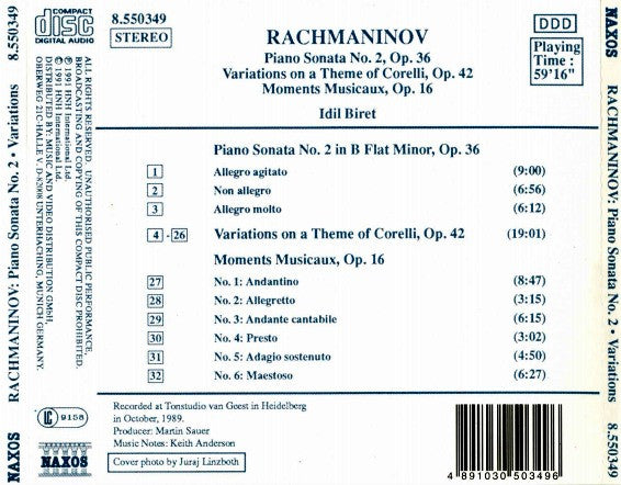 Sergei Vasilyevich Rachmaninoff, Idil Biret : Variations on a Theme of Corelli / Moments Musicaux, Op. 16 (CD)