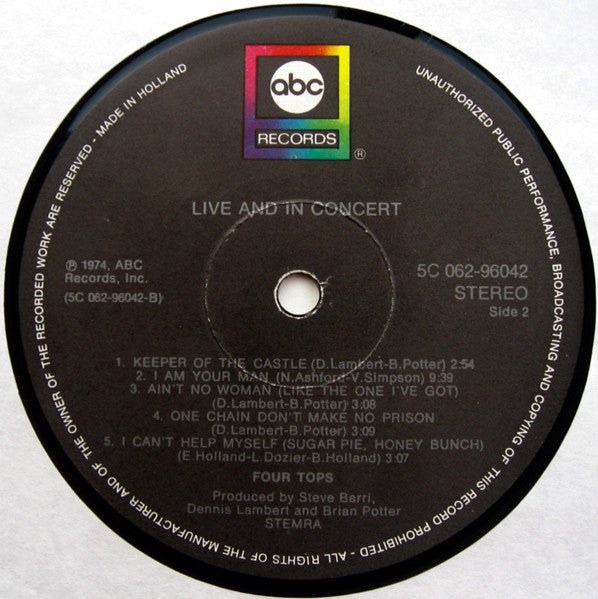 Four Tops : Live & In Concert (LP, Album)