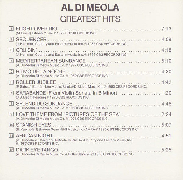 Al Di Meola : Greatest Hits (CD, Comp)
