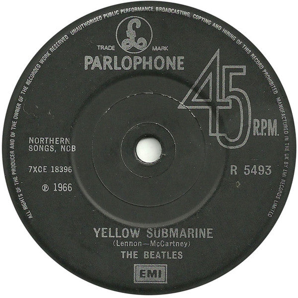 The Beatles : Yellow Submarine / Eleanor Rigby (7", Single, Mono, RE, Sol)