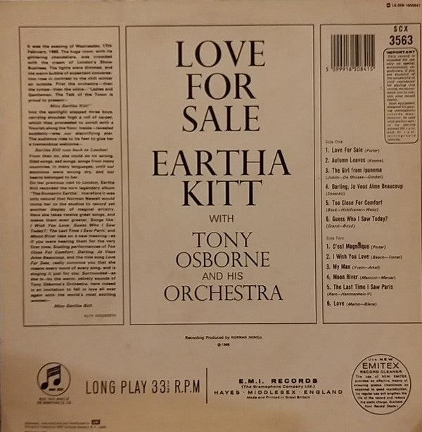 Eartha Kitt With Tony Osborne And His Orchestra : Love For Sale (LP, Album, RE)