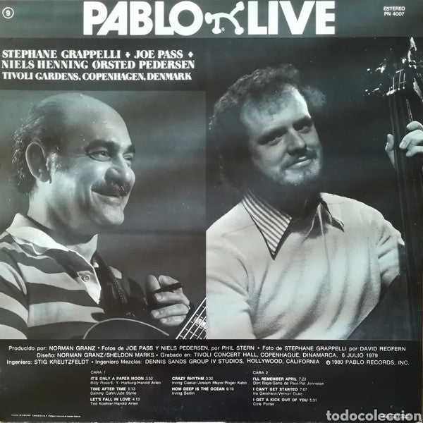 Stéphane Grappelli + Joe Pass + Niels-Henning Ørsted Pedersen : Tivoli Gardens, Copenhagen, Denmark (LP, Album)