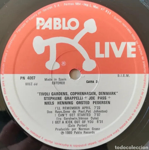 Stéphane Grappelli + Joe Pass + Niels-Henning Ørsted Pedersen : Tivoli Gardens, Copenhagen, Denmark (LP, Album)