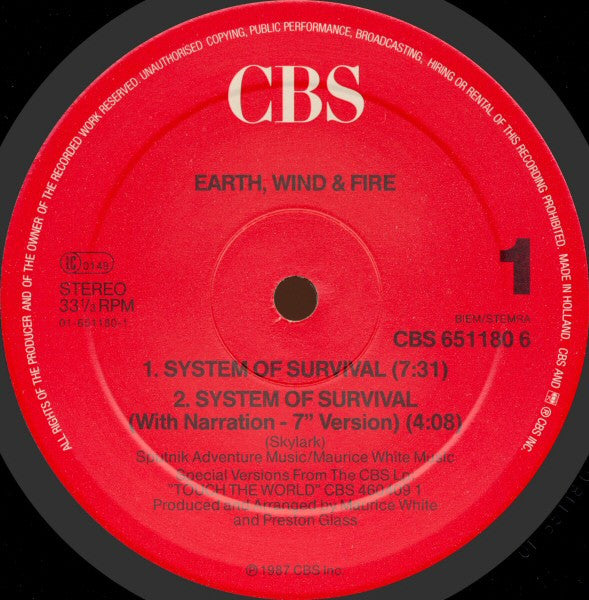 Earth, Wind & Fire : System Of Survival (12" Mixes) (12", Maxi)
