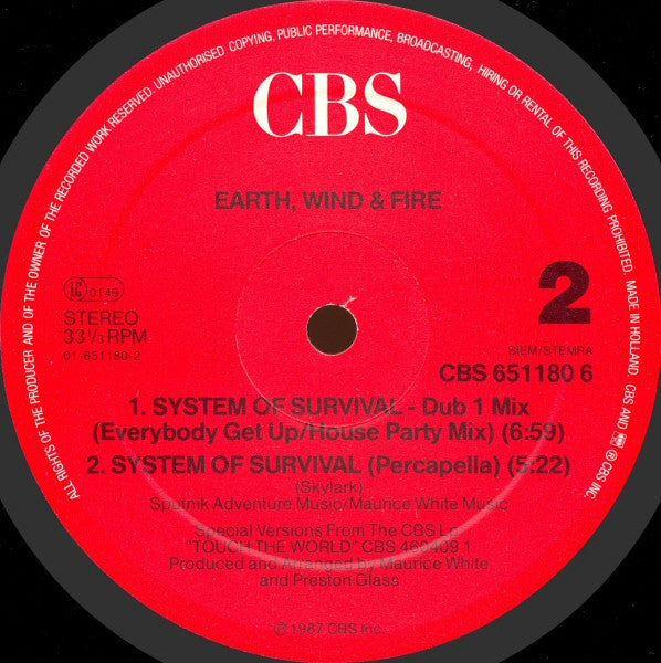 Earth, Wind & Fire : System Of Survival (12" Mixes) (12", Maxi)