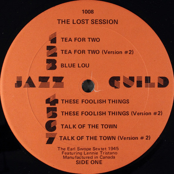 Earl Swope Sextet Featuring: Lennie Tristano : The Lost Session (LP, Album)