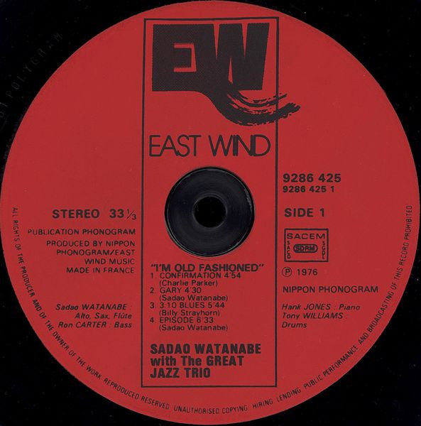 Sadao Watanabe With The Great Jazz Trio : I'm Old Fashioned (LP, Album, RE)