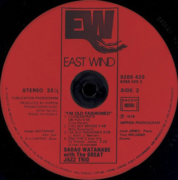 Sadao Watanabe With The Great Jazz Trio : I'm Old Fashioned (LP, Album, RE)