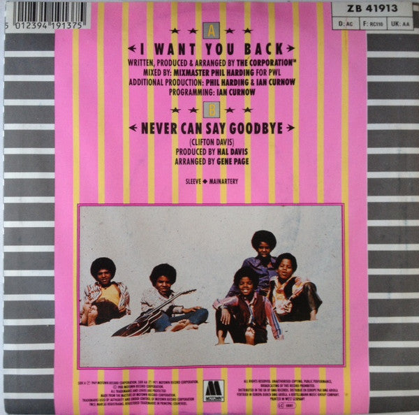 Michael Jackson With The Jackson 5 : I Want You Back '88 Remix (7", Single)