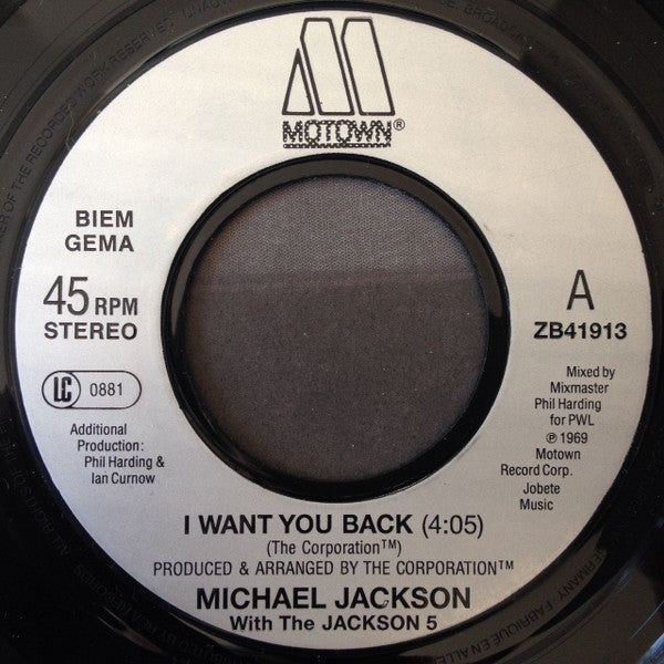 Michael Jackson With The Jackson 5 : I Want You Back '88 Remix (7", Single)