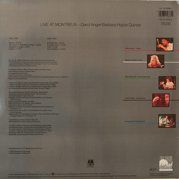 Darol Anger / Barbara Higbie Quintet With Mike Marshall (2), Todd Phillips And Andy Narell : Live At Montreux (LP, Album)