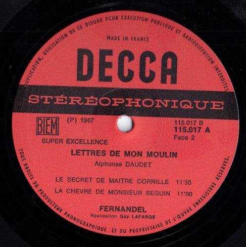 Alphonse Daudet / Fernandel : Lettres De Mon Moulin 1 (LP, RE)
