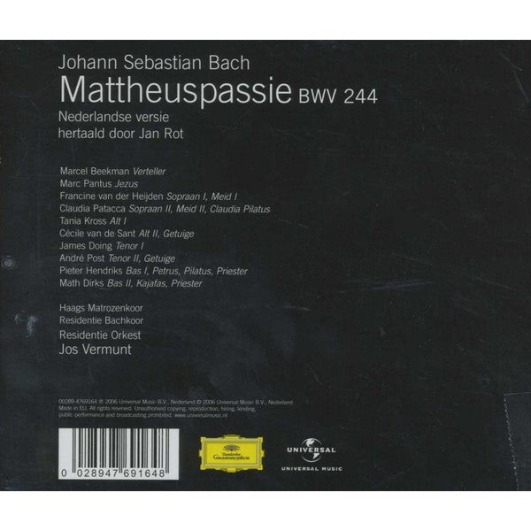 Johann Sebastian Bach - Residentie Orkest - Haags Matrozenkoor - Residentie Bachkoor : Mattheuspassie Bwv 244 (2xCD, Album)