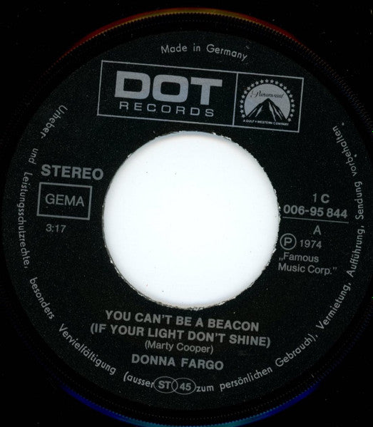 Donna Fargo : You Can't Be A Beacon (If Your Light Don't Shine) (7", Single)