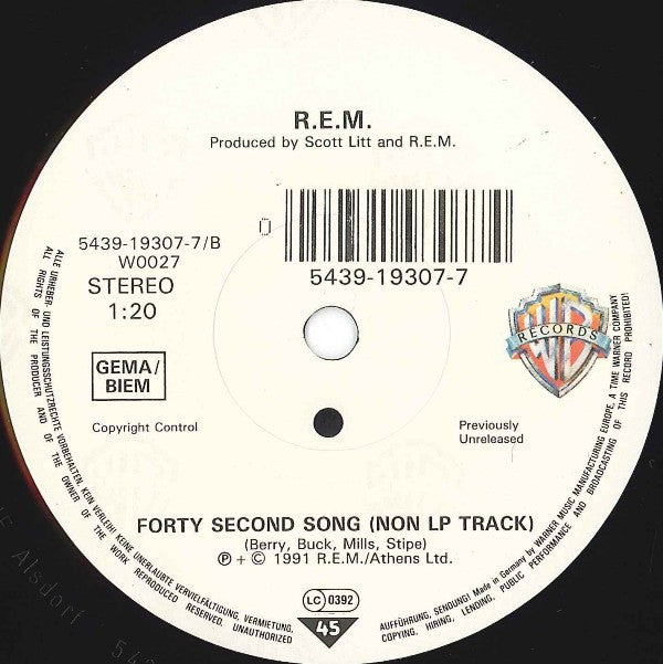 R.E.M. : Shiny Happy People (7", Single, Sol)