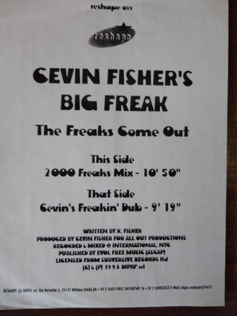 Cevin Fisher's Big Freak : The Freaks Come Out (12", W/Lbl)