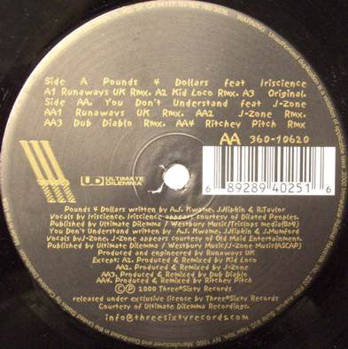 Runaways : Pounds 4 Dollars / You Don't Understand (12")