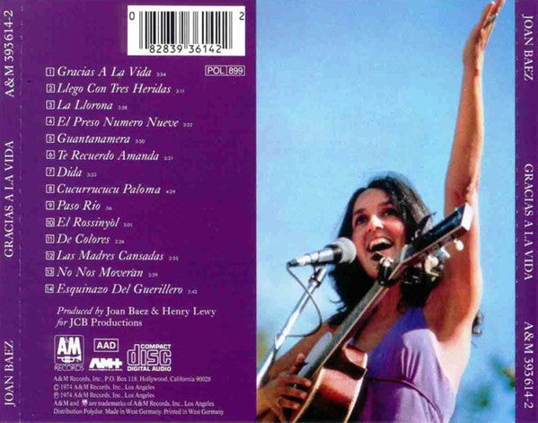 Joan Baez : Gracias A La Vida = Here's To Life (CD, Album, RE)