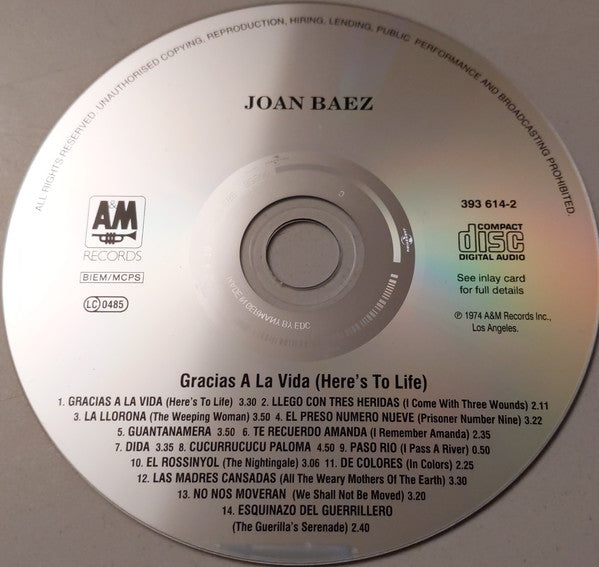 Joan Baez : Gracias A La Vida = Here's To Life (CD, Album, RE)