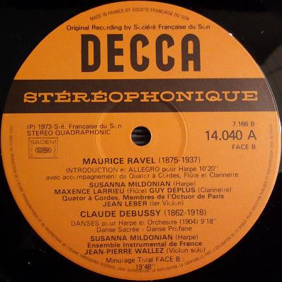 Susanna Mildonian - Debussy* / Ravel* : Pièces Pour Harpe (LP, Quad)