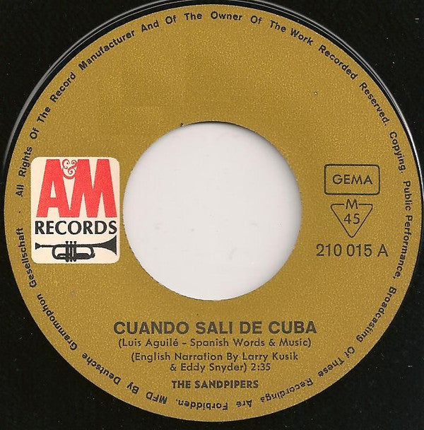 The Sandpipers : Cuando Salí De Cuba / Softly As I Leave (7", Single)