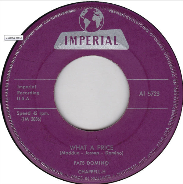 Fats Domino : What A Price / Ain't That Just Like A Woman (7")