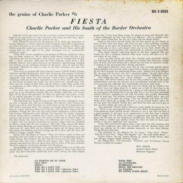 Charlie Parker And His Orchestra : Fiesta (LP, Album, Mono)