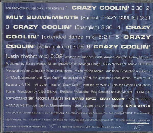 Barrio Boyzz : Crazy Coolin' (CD, Single, Promo)