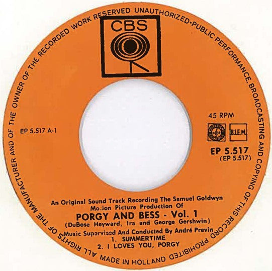 George Gershwin : Porgy And Bess Vol. 1 (7", EP)