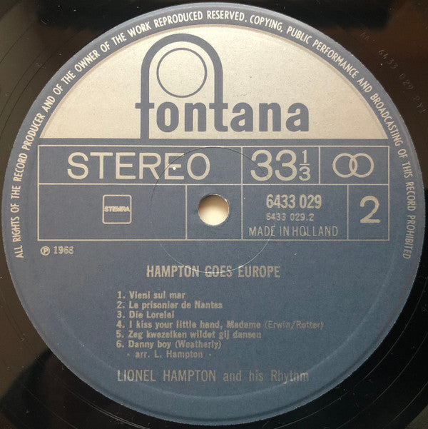 Lionel Hampton And His Rhythm : Hampton Goes Europe (LP, Album, RE)