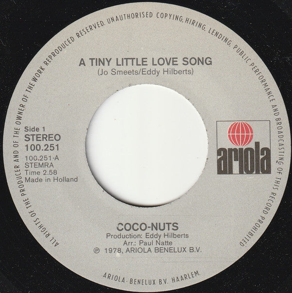 Coconuts (2) : A Tiny Little Love Song (7", Single)