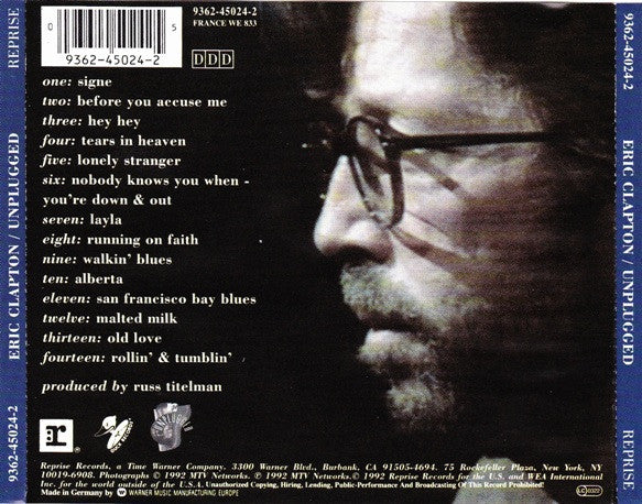 Eric Clapton : Unplugged (CD, Album, RP)