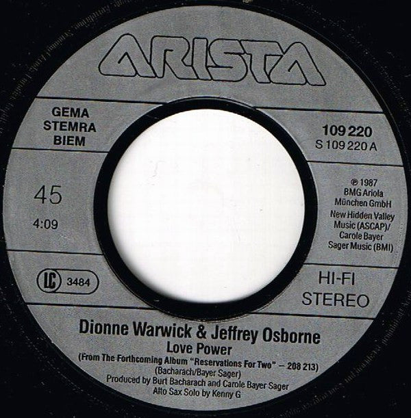 Dionne Warwick & Jeffrey Osborne : Love Power (7", Single)