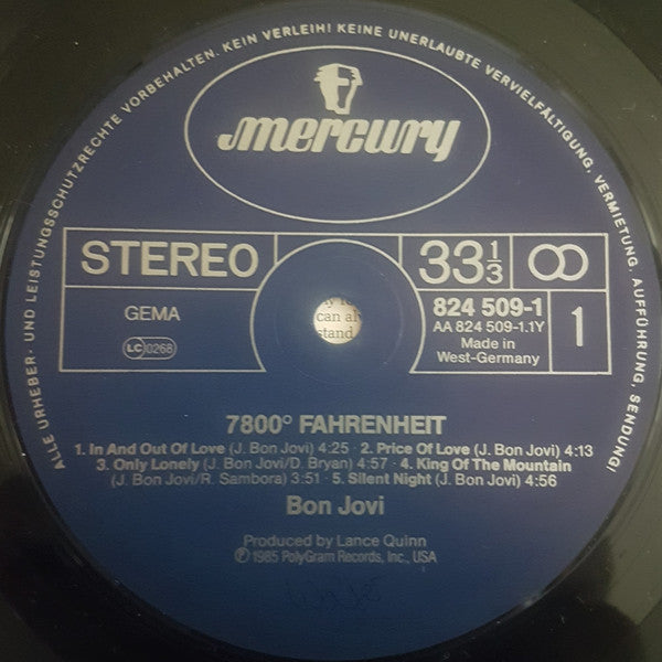 Bon Jovi : 7800° Fahrenheit (LP, Album)