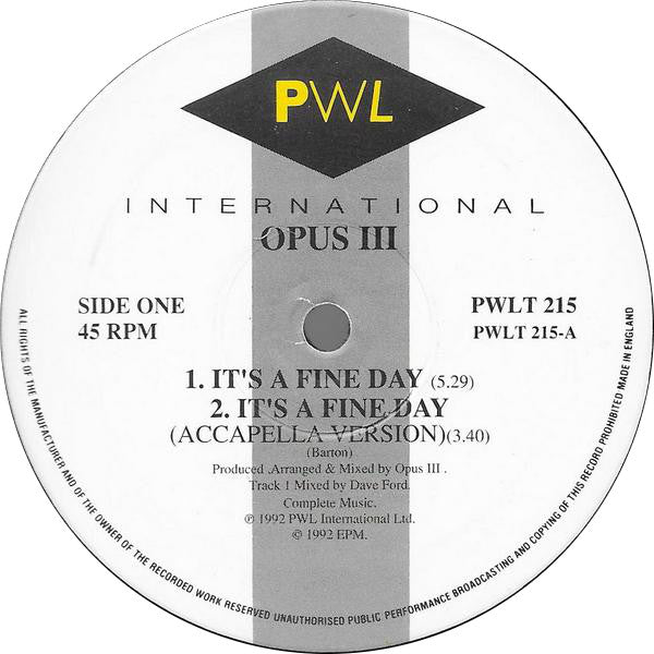 Opus III : It's A Fine Day (12", Single)