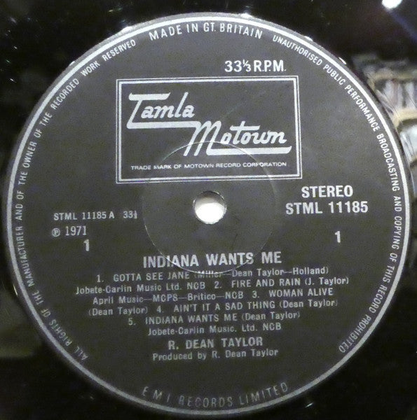 R. Dean Taylor : Indiana Wants Me (LP, Album)