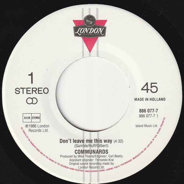 The Communards With Sarah Jane Morris : Don't Leave Me This Way (7", Single)