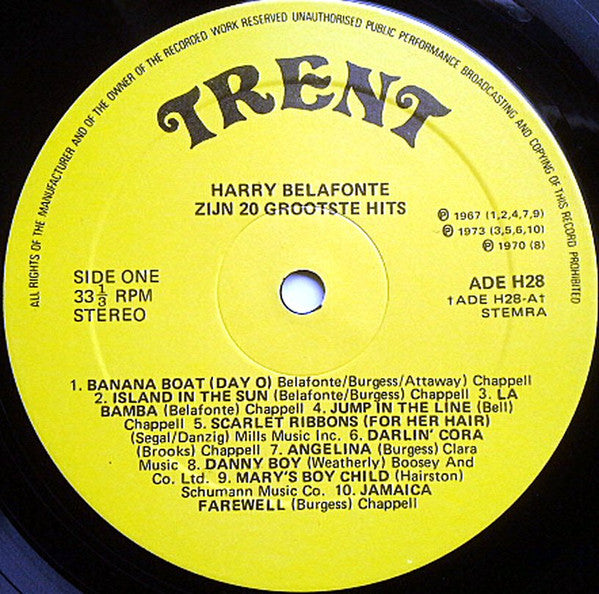Harry Belafonte : Zijn 20 Grootste Hits (LP, Comp)