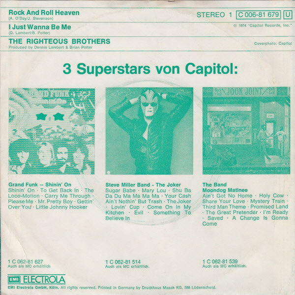 The Righteous Brothers : Rock And Roll Heaven (7", Single)