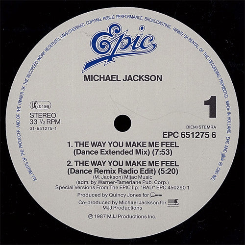 Michael Jackson : The Way You Make Me Feel (Special 12" Single Mixes) (12", Maxi)