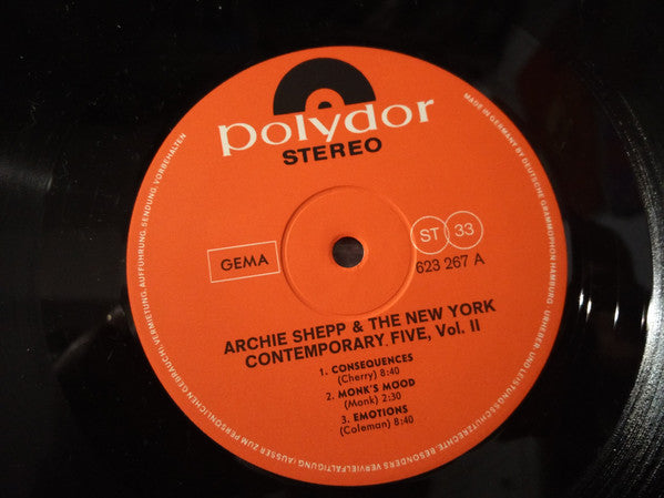 Archie Shepp  +  The New York Contemporary Five : Vol. 2 (LP, Album, RE)