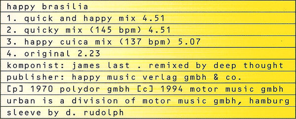 James Last : Happy Brasilia (Remix) (CD, Maxi)