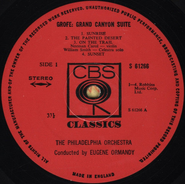 Ferde Grofé / Hugo Alfvén - Eugene Ormandy, The Philadelphia Orchestra : Grand Canyon Suite / Swedish Rhapsody (LP, Comp)