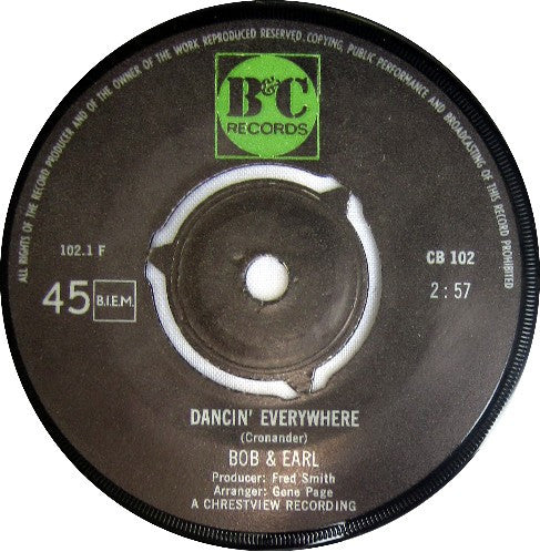 Bob & Earl : Dancin' Everywhere / Baby It's Over (7")